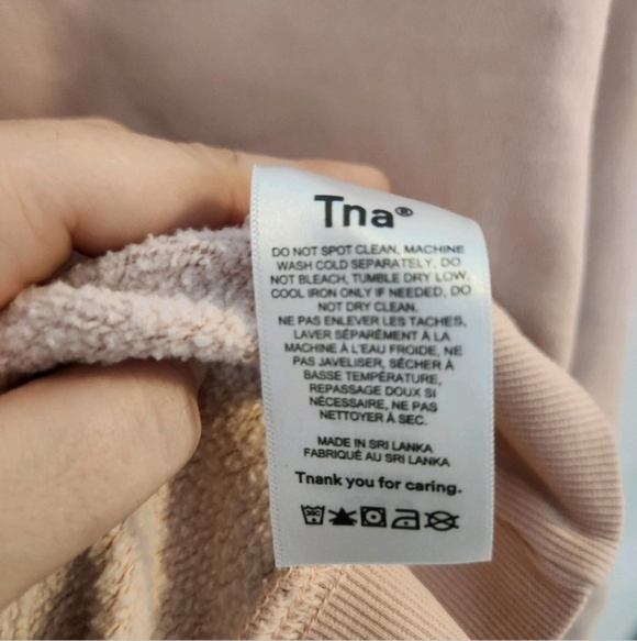 Aritzia TNA Boyfriend Crewneck Cozy AF Fleece Crewneck Sweatshirt SZ Small Pink - Picture 5 of 7